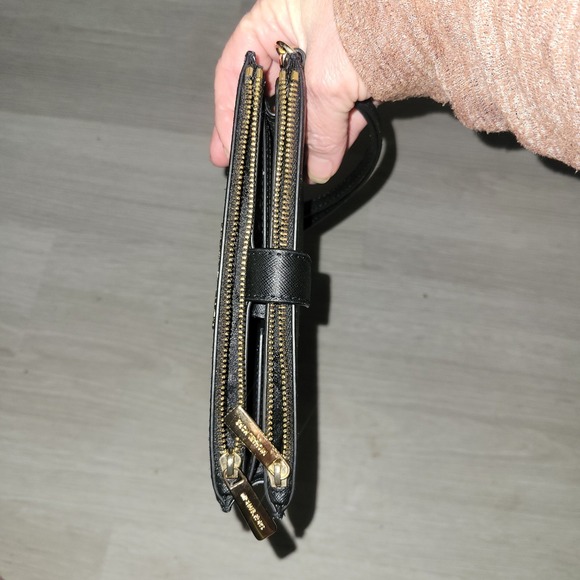 Michael Kors NEW Jet‎ Set Travel L Double Zip Wristlet Black Saffiano Leather